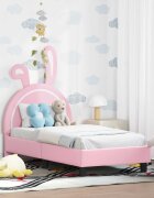 vidaXL Легло за малко с главна дъска Розово 70 x 140 cm PU