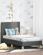 vidaXL Легло за малко с главна дъска Тъмен сив 70 x 140 cm текстил