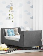 vidaXL Легло за малко с главна дъска Тъмносиво 70 x 140 cm Кадифе