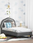 vidaXL Легло за малко с главна дъска Тъмносиво 70 x 140 cm Кадифе