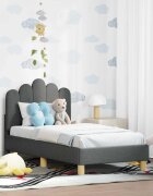 vidaXL Легло за малко с главна дъска Тъмносиво 70 x 140 cm Текстил