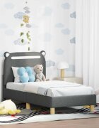 vidaXL Легло за малко с главна дъска Тъмносиво 70 x 140 cm Текстил