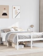 vidaXL Легло за възрастни с табла бял 150x200 см борово дърво масив