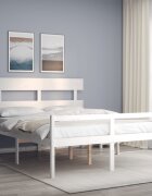 vidaXL Легло за възрастни с табла бяло 160x200 см масивно дърво
