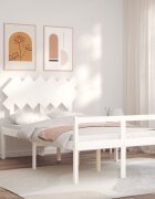 vidaXL Легло за възрастни с табла бяло Small Double масивно дърво