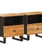 vidaXL Леглов шкаф 2 бр. Кафяво 40 x 33 x 46 см Солидно мангово дърво