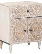 vidaXL Леглов шкаф Бяло 50 x 33 x 60 см Солидно мангово дърво