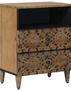 vidaXL Леглов шкаф Кафяво 50 x 33 x 60 см Солидно мангово дърво