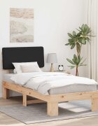 vidaXL Леглова рамка с тапицирана гръбна част Черно 75 x 190 cm