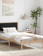 vidaXL Леглова рамка с тапицирана гръбна част Черно 90 x 190 cm