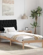 vidaXL Леглова рамка с тапицирана гръбна част Кафяво 75 x 190 cm