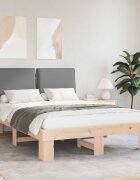 vidaXL Леглова рамка с тапицирана гръбна част Светлосиво 135 x 190 cm