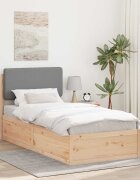 vidaXL Леглова рамка с тапицирана гръбна част Светлосиво 75 x 190 cm