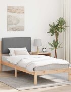 vidaXL Леглова рамка с тапицирана гръбна част Светлосиво 75 x 190 cm