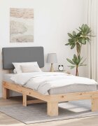 vidaXL Леглова рамка с тапицирана гръбна част Светлосиво 75 x 190 cm