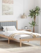 vidaXL Леглова рамка с тапицирана гръбна част Светлосиво 90 x 190 cm
