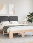 vidaXL Леглова рамка с тапицирана гръбна част Тъмен сив 135 x 190 cm
