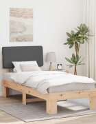 vidaXL Леглова рамка с тапицирана гръбна част Тъмен сив 75 x 190 cm