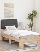 vidaXL Леглова рамка с тапицирана гръбна част Тъмен сив 75 x 190 cm