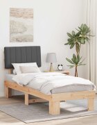 vidaXL Леглова рамка с тапицирана гръбна част Тъмен сив 75 x 190 cm