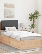 vidaXL Леглова рамка с тапицирана гръбна част Тъмен сив 75 x 190 cm