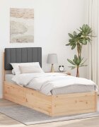 vidaXL Леглова рамка с тапицирана гръбна част Тъмен сив 75 x 190 cm