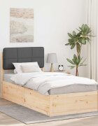 vidaXL Леглова рамка с тапицирана гръбна част Тъмен сив 90 x 190 cm
