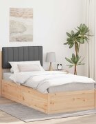 vidaXL Леглова рамка с тапицирана гръбна част Тъмен сив 90 x 200 cm