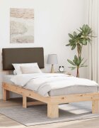 vidaXL Леглова рамка с тапицирана гръбна част Таупе 90 x 190 cm