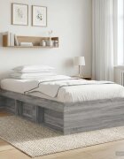 vidaXL Леглово рамо с хранилище с рафт Сив Сонома 80 x 200 cm