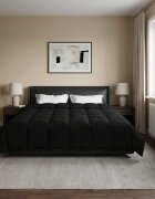 vidaXL Летен юрган 220 x 260 cm Лято Микрофибър (100% полиестер) Черно