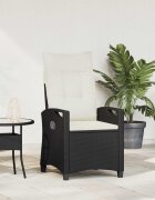vidaXL Лежанка за градина Черен и кремав 56 x 60 x 112 см полиратан