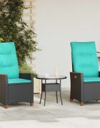 vidaXL Лежанка за градина Черен и Туркоаз 64 x 575 x 112 см полиратан