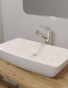 vidaXL Луксозна керамична правоъгълна бяла 71 х 39 см.