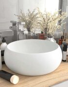vidaXL Луксозна кръгла мивка матово бяла 40x15 см керамика