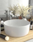 vidaXL Луксозна кръгла мивка матово бяла 40x15 см керамика