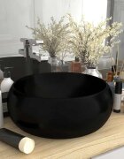 vidaXL Луксозна кръгла мивка матово черна 40x15 см керамика