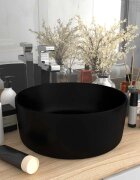 vidaXL Луксозна кръгла мивка матово черна 40x15 см керамика