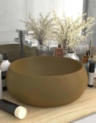 vidaXL Луксозна кръгла мивка матово кремава 40x15 см керамика
