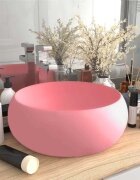 vidaXL Луксозна кръгла мивка матово розова 40x15 см керамика