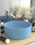 vidaXL Луксозна кръгла мивка матово светлосиня 40x15 см керамика