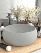 vidaXL Луксозна кръгла мивка матово светлосива 40x15 см керамика