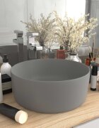vidaXL Луксозна кръгла мивка матово светлосива 40x15 см керамика