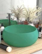 vidaXL Луксозна кръгла мивка матово светлозелена 40x15 см керамика