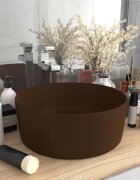 vidaXL Луксозна кръгла мивка матово тъмнокафява 40x15 см керамика