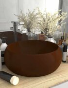 vidaXL Луксозна кръгла мивка матово тъмнокафява 40x15 см керамика