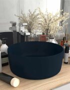 vidaXL Луксозна кръгла мивка матово тъмносиня 40x15 см керамика
