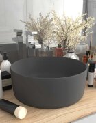 vidaXL Луксозна кръгла мивка матово тъмносива 40x15 см керамика