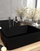 vidaXL Луксозна мивка матово черна 41x30x12 см керамика