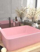 vidaXL Луксозна мивка матово розова 41x30x12 см керамика